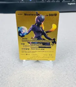 Mewtwo GX Gold Card (RARE) Fan Art Pokemon Card - Image 1