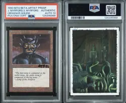 MTG Magic PSA 10 Auto AP Artist Proof Beta Obsianus Golem Painted Jesper Myrfors - Image 1