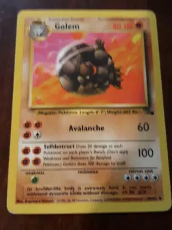 Moderately Played Golem 36/62 Fossil Set Vintage Pokemon Card TCG - Image 1
