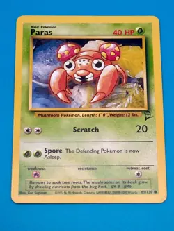 Paras Pokemon Card - Base Set 2 85/130 - Near Mint Vintage 2000 TCG - Image 3