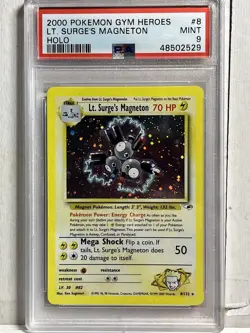 2000 PSA 9 Mint Lt. Surge's Magneton Pokemon Gym Heroes Unlimited Holo Rare #8 - Image 1