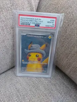 Pokemon Pikachu TCG Van Gogh Museum Promo Grey Felt Hat SVP085 PSA 10 - Image 2