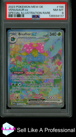 VENUSAUR EX SPECI4L ILLUSTRATION RARE POKEMON GERMAN MEW DE-151 2023 198 PSA 8 - Image 1