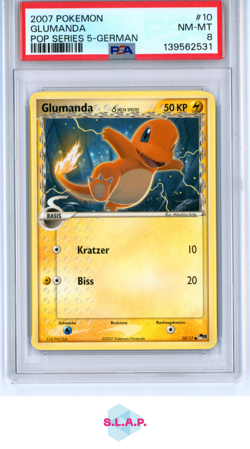 GLUMANDA GERMAN POKEMON POP SERIES 5 2007 10 PSA 8 - Image 1