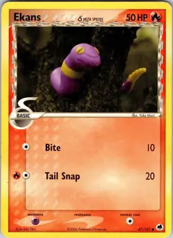 Ekans (Delta Species) 47/101 Dragon Frontiers Pokemon TCG LP Normal - Image 1