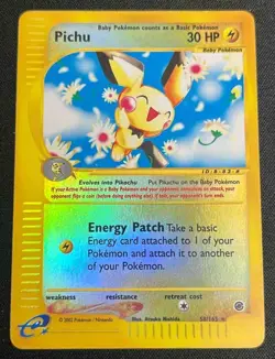 2002 Pokemon Expedition Set Pichu #58 Reverse Holo - Image 1