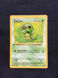 Pokemon Cards: Base Set 1st Edition Common: Caterpie 45/102 - Image 1