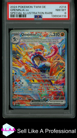 GRENINJA EX SPEC ILL RARE POKEMON GER TWM DE-TWILIGHT MASQUERADE 2024 214 PSA 8 - Image 1