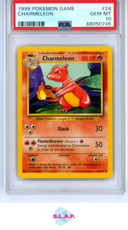 CHARMELEON POKEMON 24 1999 BASE SET COMMON ENGLISCH PSA 10 - Image 1