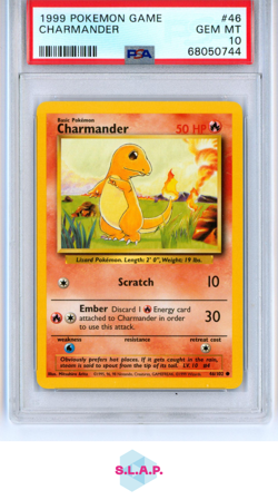 CHARMANDER POKEMON 46 1999 BASE SET COMMON ENGLISCH PSA 10 - Image 1