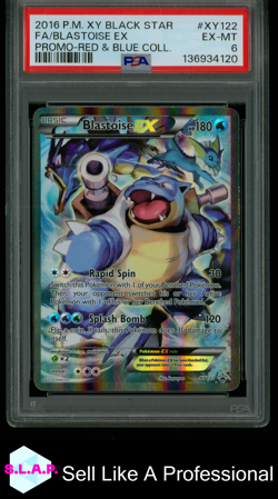 FA/BLASTOISE EX PRM-RED & BLUE COLL. POKEMON XY BLCK STR PROMO 2016 XY122 PSA 6 - Image 1