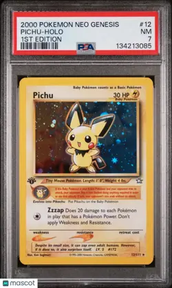 Pichu Holo 1st Edition PSA 7 12/111 2000 Pokemon Neo Genesis 1st Edition - Image 1