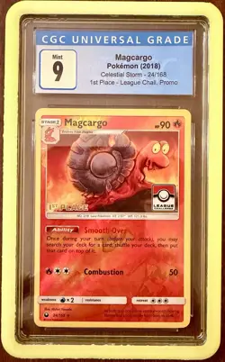 1ST Place Pokemon Magcargo 24/168 -League Promo CGC 9 MINT W/slab guard - Image 1