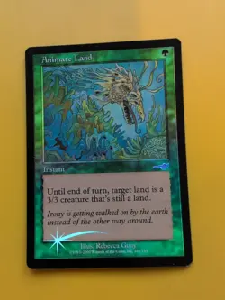 Animate Land. Instant MTG Card. OLD VINTAGE FOIL. NEMESIS. - Image 1