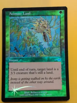Animate Land. Instant MTG Card. OLD VINTAGE FOIL. NEMESIS. - Image 2