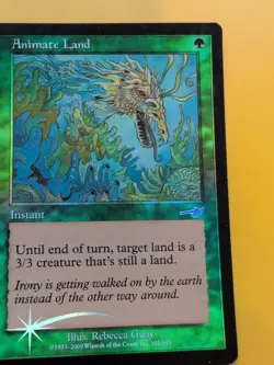 Animate Land. Instant MTG Card. OLD VINTAGE FOIL. NEMESIS. - Image 3