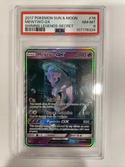 Pokemon TCG Shining Legends Mewtwo GX Secret Rare Card 78/73 PSA 8 ! - Image 1