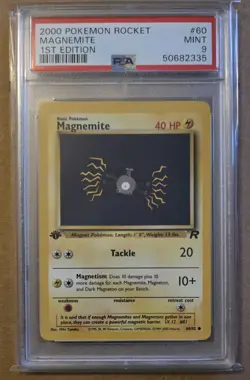 PSA 9 Magnemite Team Rocket 1st Edition Mint Graded Pokemon Card 2000 60/82 - Image 1