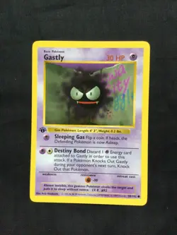 Pokemon Cards: Base Set 1st Edition Common: Gastly 50/102 - Image 1
