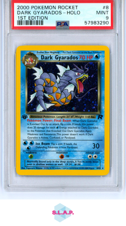 DARK GYARADOS-HOLO 1ST EDITION POKEMON ROCKET 2000 8 PSA 9 - Image 1