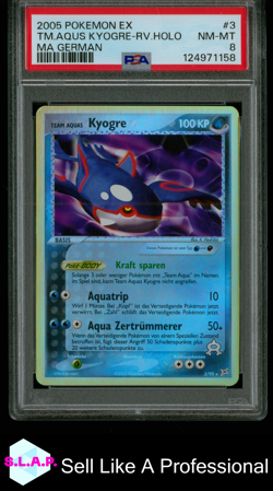 TM.AQUS KYOGRE-RV.HOLO POKEMON GERMAN EX TEAM MAGMA VS TEAM AQUA 2005 3 PSA 8 - Image 1
