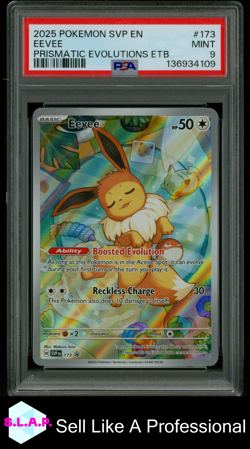 EEVEE PRISMATIC EVOLUTIONS ETB POKEMON SVP EN-SV BLACK STAR PROMO 2025 173 PSA 9 - Image 1