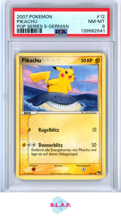 PIKACHU POP SERIES 5-GERMAN POKEMON POP SERIES 5 2007 12 PSA 8 - Image 1