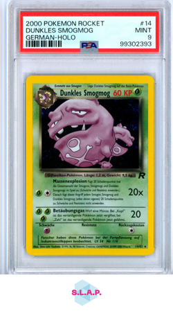DUNKLES SMOGMOG POKEMON 14 2000 TEAM ROCKET HOLO DEUTSCH PSA 9 - Image 1