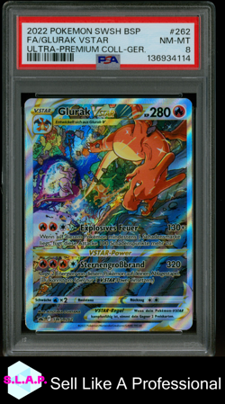 FA/GLURAK VSTAR ULTRA-PREMIUM COLL-GER. POKEMON SWSH BLCK STR PRM 2022 262 PSA 8 - Image 1