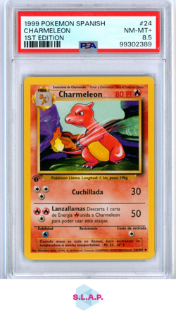 CHARMELEON POKEMON 24 1999 BASE SET 1ST EDITION COMMON SPANISCH PSA 8.5 (POP 1) - Image 1