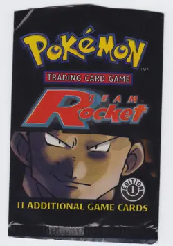 Pokemon Team Rocket 1st edition booster wrapper (empty) cut across with scissors - Image 1