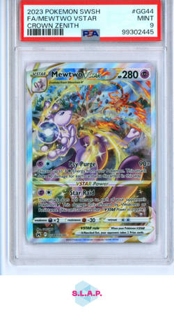 MEWTWO VSTAR POKEMON GG44 2023 CROWN ZENITH VSTAR FULL ART ENGLISCH PSA 9 - Image 1