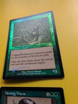 Coiling Woodworm & Nesting Wurm MTG 2 Card. OLD VINTAGE FOIL. NEMESIS. - Image 2