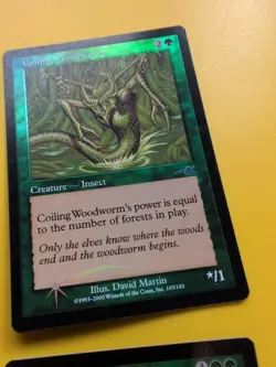 Coiling Woodworm & Nesting Wurm MTG 2 Card. OLD VINTAGE FOIL. NEMESIS. - Image 3