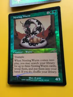 Coiling Woodworm & Nesting Wurm MTG 2 Card. OLD VINTAGE FOIL. NEMESIS. - Image 5
