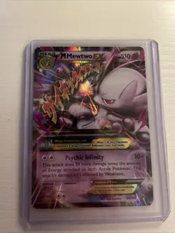 Pokemon M Mega Mewtwo EX Ultra Rare Holo TCG Card 64/162 (Heavily Played) - Image 1