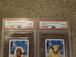 1999 BICYCLE POKEMON MINI PLAYING CARDS BLUE DECK FLAREON PSA 10 + JYNX PSA 9 - Image 3