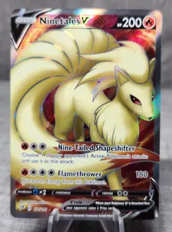 Pokemon TCG card Ninetales V Full Art 177/192 Swsh02 Rebel Clash Holo Ultra Rare - Image 1