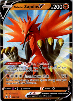 Galarian Zapdos V - 080/198 - Pokemon Chilling Reign Sword & Shield Rare Card NM - Image 1