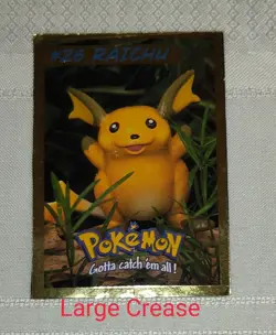 Raichu Pokemon Card Hasbro #26 (6 of 8) ***LARGE CREASE*** 1999 Realistic - Image 3