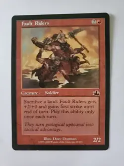 MTG Magic The Gathering Card Fault Riders Creature Soldier Red Prophecy - Image 1