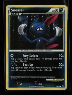 Sneasel 68/90 Common Reverse Holo Undaunted Pokemon Card - Image 1