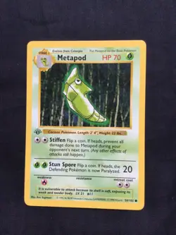 Pokemon Cards: Base Set 1st Edition Common: Metapod 54/102 - Image 1