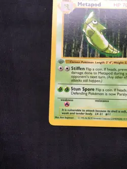 Pokemon Cards: Base Set 1st Edition Common: Metapod 54/102 - Image 5