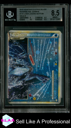 LUGIA LEGEND BOTTOM HOLO R 2010 POKEMON HEARTG & SOULSIL FOIL GER 114 BGS 8.5 - Image 1