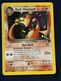 Pokemon Dark Charizard 4/82 Holo Rare Team Rocket English SWIRL LP - Image 1