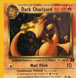 Pokemon Dark Charizard 4/82 Holo Rare Team Rocket English SWIRL LP - Image 2