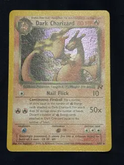 Pokemon Dark Charizard 4/82 Holo Rare Team Rocket English SWIRL LP - Image 3