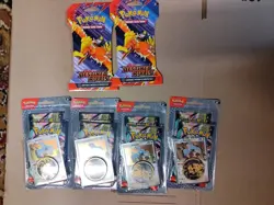 2 Pokemon Destined Rivals /4 Pokemon Mega Evolutions 2 Pk.W/Foil And Coin Sealed - Image 1
