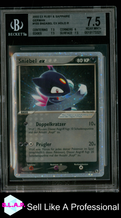 SNEASEL EX HOLO R 2003 POKEMON EX RUBY AND SAPPHIRE GERMAN 103 BGS 7.5 - Image 1